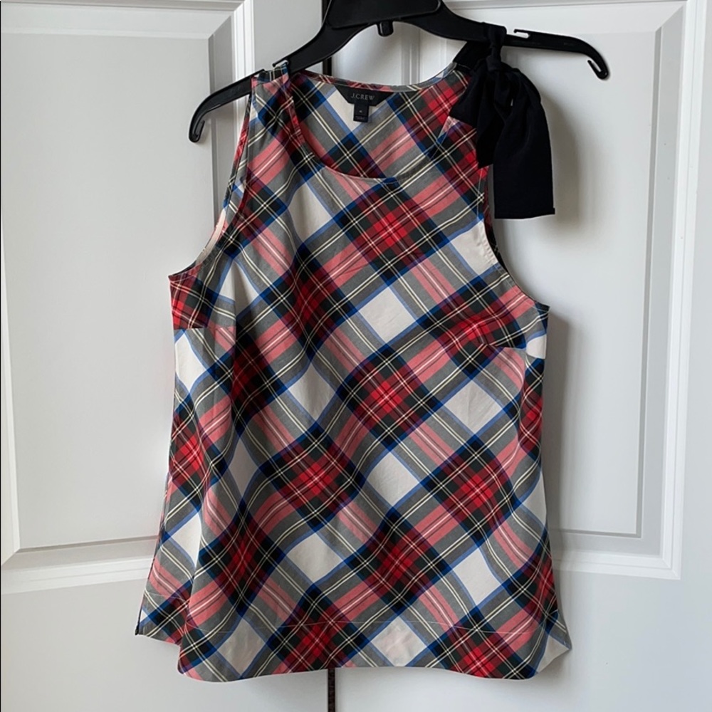 Plaid sleeveless J. Crew top